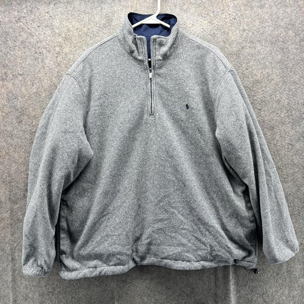 Polo Golf Ralph Lauren Windbreaker Jacket Mens Large Gray Reversible 14 Zip